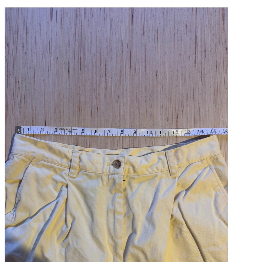 Lauren Ralph Lauren Yellow Pleated High Waisted Cotton Shorts 12 26 - Picture 5 of 7
